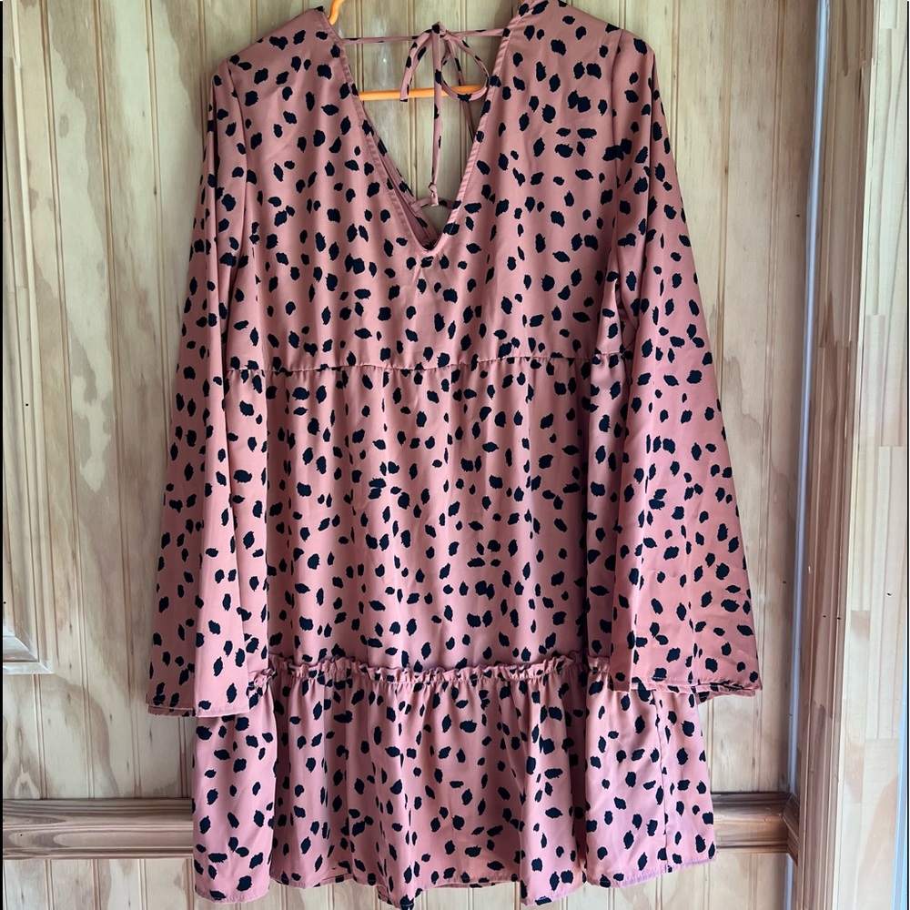 PEACH LOVE POLKA DOT DRESS